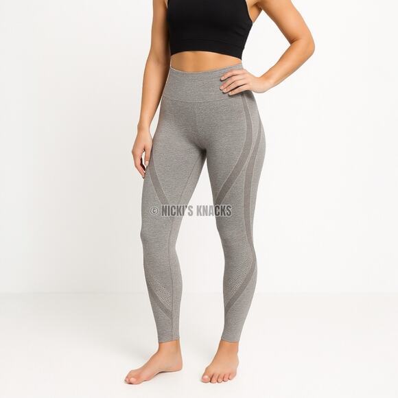 Gray Seamless Compression Contour Leggings High Waist Gym Athleisure Size S - Picture 1 of 10
